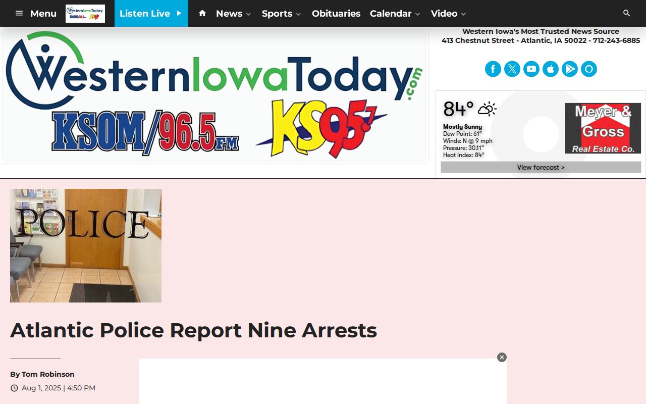 Cass County arrest news report from Western Iowa Today